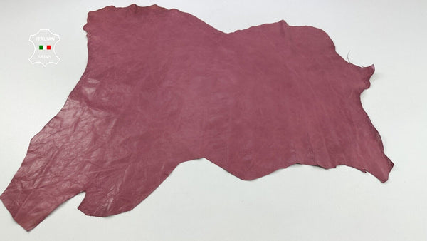 DARK PINK CRINKLED VINTAGE LOOK Thin Soft Italian Goat leather 6+sqf 0.6mm C2609