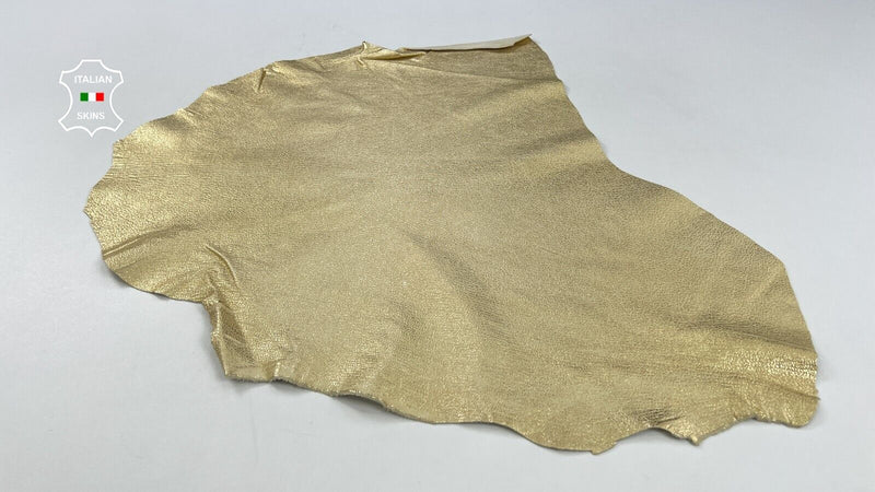 METALLIC GOLD GRAINY ROUGH Soft Italian Goatskin leather hides 2+sqf 1.0mm C1871