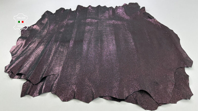 METALLIC RAISIN PURPLE CRACKED VINTAGE Lamb leather 2 skins 14sqf 1.0mm #C2577