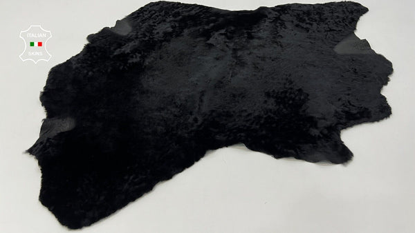 BLACK SHORT Hair On sheepskin Lamb shearling fur leather hides 24"X34" #C426