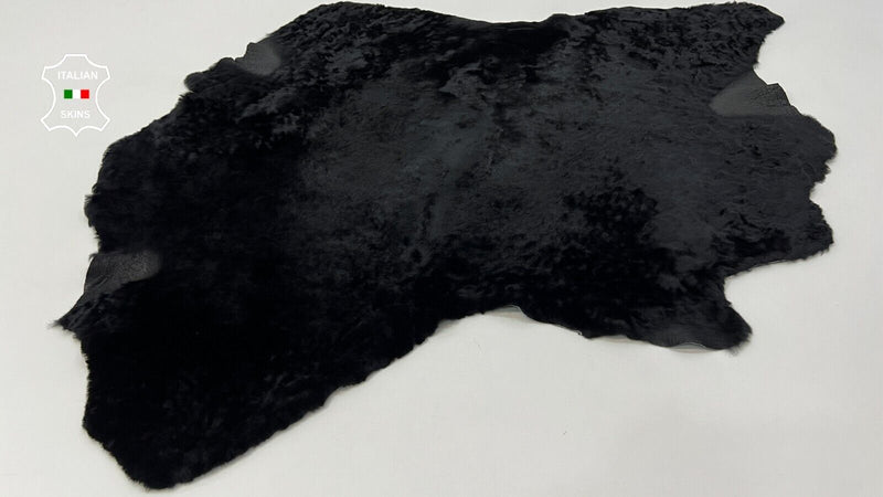 BLACK SHORT Hair On sheepskin Lamb shearling fur leather hides 24"X34" #C426