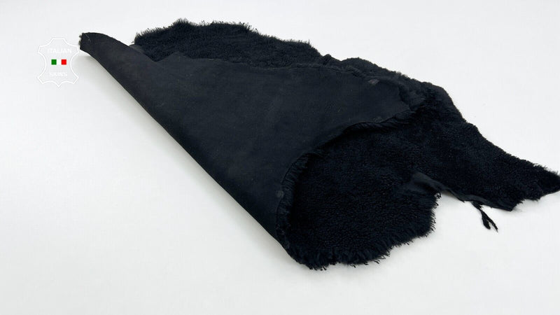 BLACK ON BLACK SUEDE HAIR ON sheepskin Shearling Leather fur 20"x29" #C838