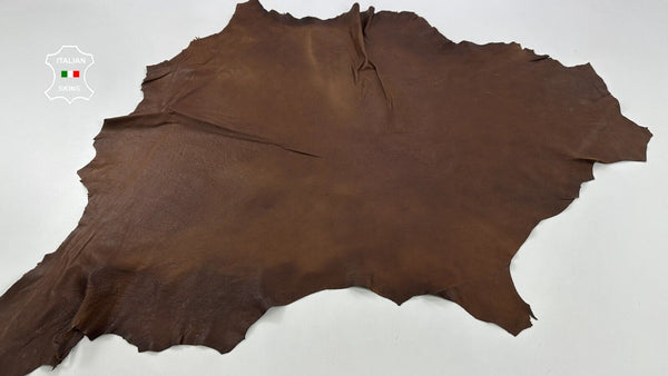 BROWN ANTIQUED RUSTIC LOOK VEGETABLE TAN Soft Lambskin leather 7+sqf 0.7mm C2943