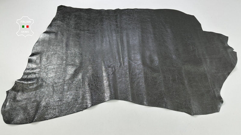 METALLIC GUNMETAL ROUGH Soft Italian Lambskin leather hides 7sqf 0.8mm #C2558