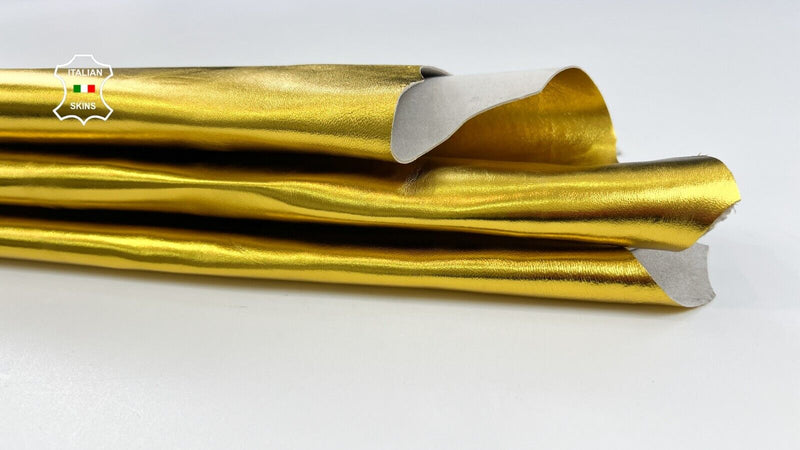 METALLIC YELLOW COATED Italian Goatskin Goat leather hides  5sqf 0.9mm #C1801