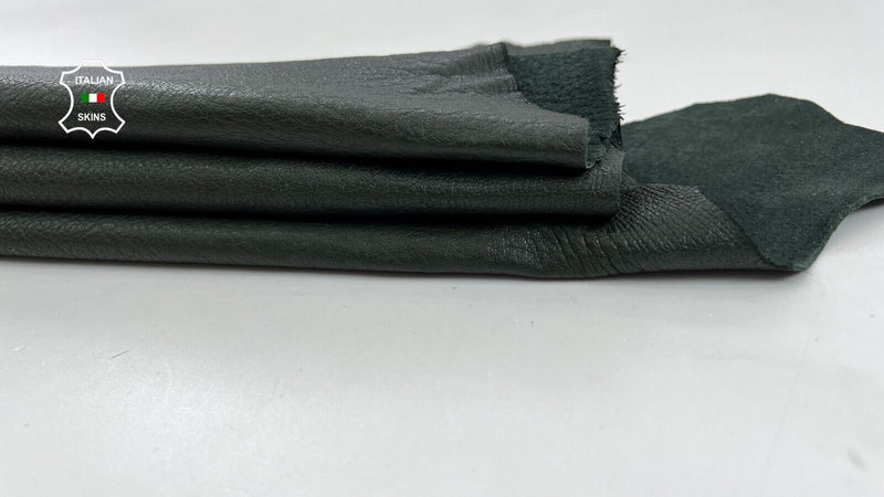 DARK OLIVE GREEN GRAINY VEGETABLE TAN Thick Soft Lamb leather 3+sqf 1.1mm #C939