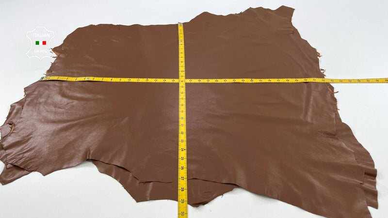 MEDIUM BROWN Thin Soft Italian Lambskin leather hide 2 skins 12+sqf 0.6mm #C1257