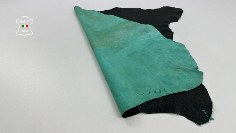 VERY DARK GREEN CRINKLE PATENT SHINY Soft Lambskin Leather hide 5sqf 1.0mm C2399