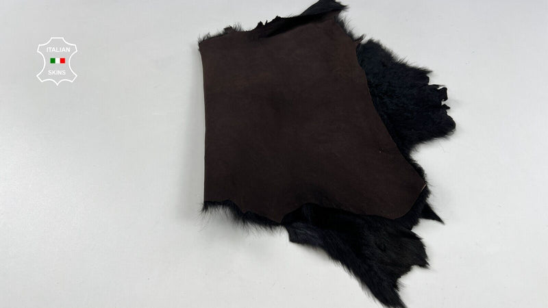 VERY DARK BROWN Short Hair On Italian sheepskin Lamb shearling fur 14"x23" C1958