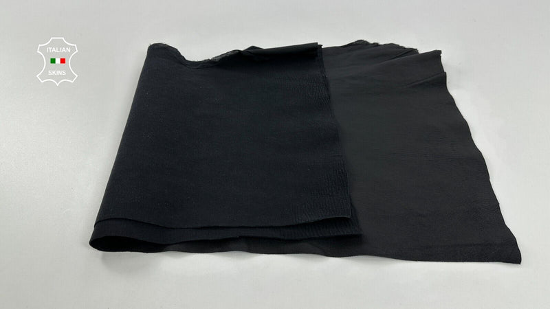 CHARCOAL BLACK Thick STRETCH Backed Lambskin leather 2 skins 6+sqf 1.1mm #C2904