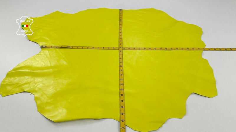 LEMON YELLOW CRINKLED Italian Goatskin Goat leather hide skins 6+sqf 0.8mm C2750