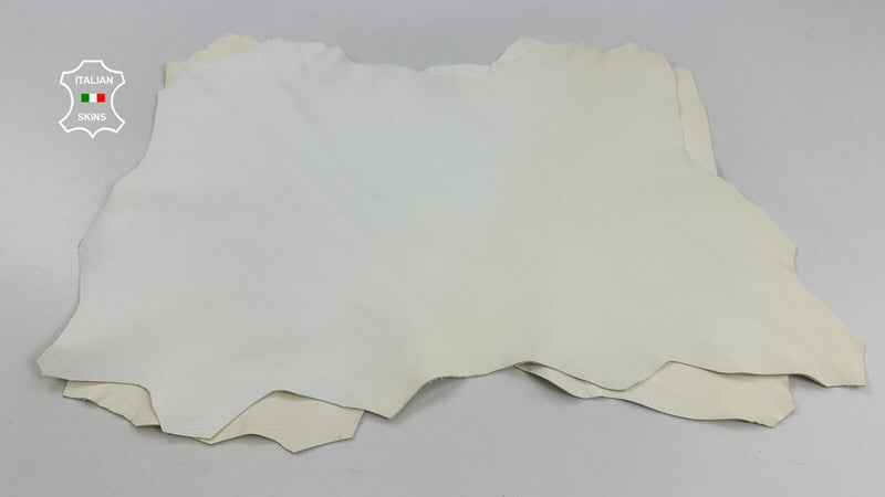 BUTTER CREAMR WHITE ROUGH Italian Goatskin Leather hide 2 skins 6sqf 0.9mm C2405