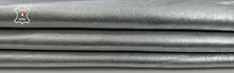 METALLIC SILVER ROUGH Italian Goatskin Goat leather hides skins 5sqf 1.0mm C2365