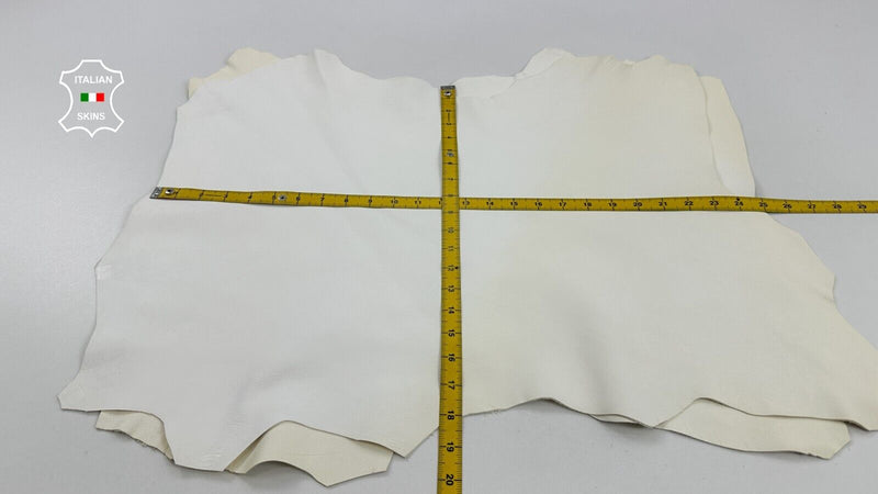 BUTTER CREAMR WHITE ROUGH Italian Goatskin Leather hide 2 skins 6sqf 0.9mm C2405