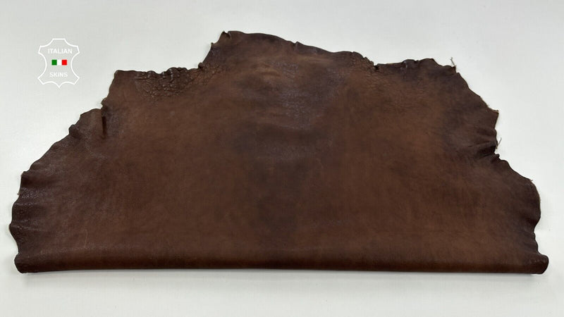 WASHED DARK BROWN RUSTIC ANTIQUED VEGETABLE TAN Lamb leather 7sqf 1.4mm #C2806