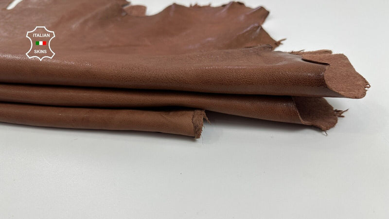 COGNAC BROWN WASHED VEGETABLE TAN Thick Italian Lamb leather 9sqf 1.4mm #C2863