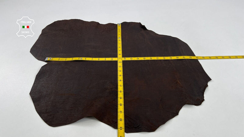 CHESTNUT BROWN ANTIQUED CRINKLED DOUBLE FACE Goatskin leather 3+sqf 0.9mm #C727