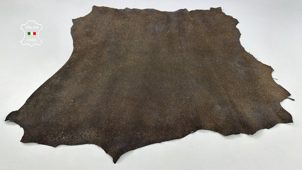 METALLIC BRONZE SHIMMER PRINT ON Italian Goatskin leather hide 6+sqf 0.8mm C2151