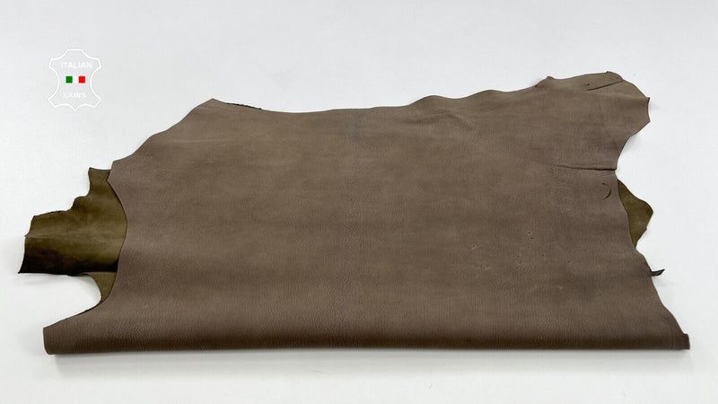 WALNUT BROWN NUBUCK GRAINY Thick Italian Goatskin leather hides 5sqf 1.1mm C2007