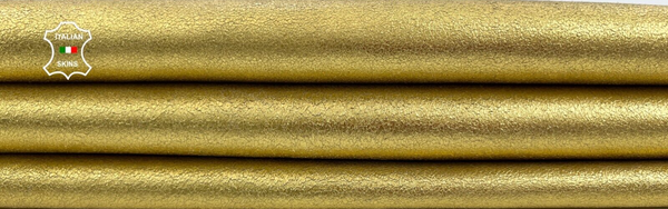 METALLIC GOLD GRAINY ROUGH Thick Italian Goatskin leather hide 6+sqf 1.1mm C1675