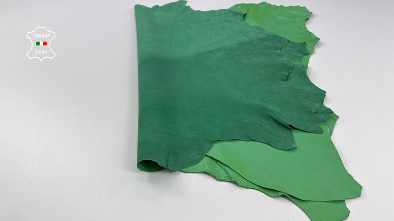 GREEN COATED GRAINY Soft Italian Lambskin leather hide 3 skins 15sqf 1.0mm C2309