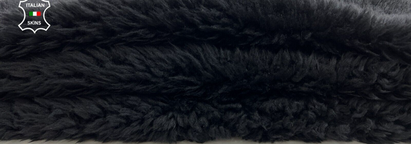 BLACK Thick Soft Hair On sheepskin Lamb Sheep shearling fur leather 27"X33" C537