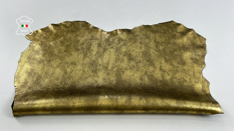 METALLIC OLD GOLD Soft Italian Goatskin leather hides 2 skins 8sqf 1.0mm #C1927