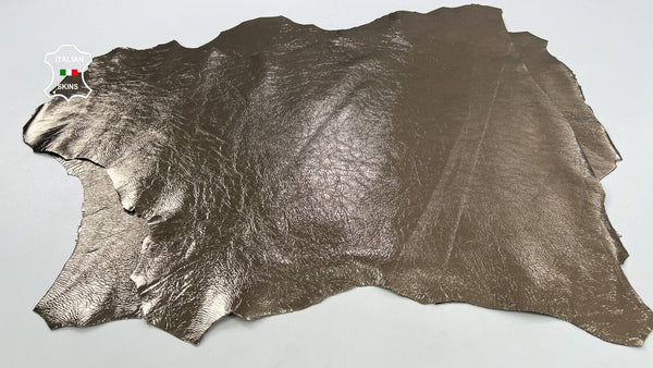 METALLIC BRONZE CRINKLE COATED SHINY Goatskin leather 2 skins 12sqf 0.8mm C1460