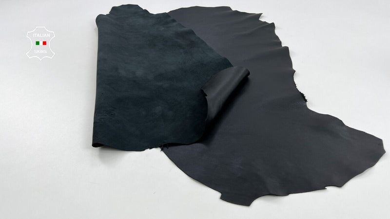 jet black Thick Soft Italian Lambskin Lamb Sheep leather hides 6sqf 1.1mm C766