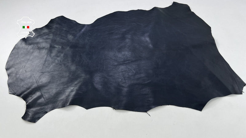 DARK BLUE ANTIQUED SHINY Italian Metis Lambskin leather hides 6sqf 0.9mm #C783