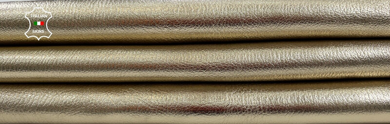 METALLIC PLATINUM GRAINY ROUGH Thick Soft Goatskin leather 4+sqf 1.1mm #C2060