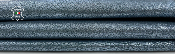 METALLIC LIGHT BLUE PEARLIZED GRAINY ROUGH Thick Goat leather 4+sqf 1.6mm C1797