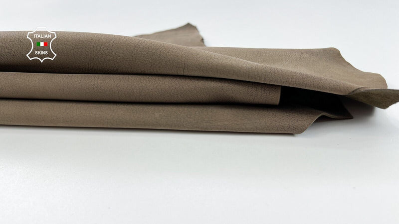 WALNUT BROWN NUBUCK GRAINY Thick Italian Goatskin leather hides 5sqf 1.1mm C2007