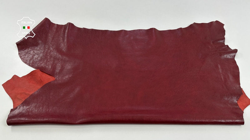 WINE RED BORDEAUX SHINY CRINKLE Soft Italian Lambskin leather 7+sqf 1.0mm #C2899