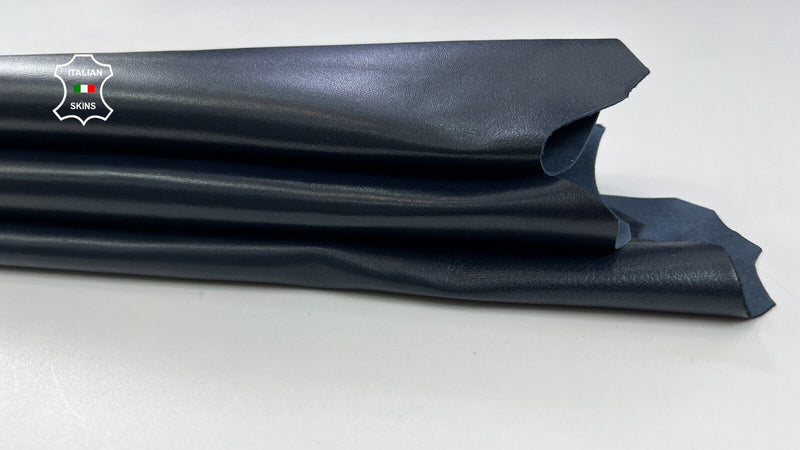 DARK BLUE SEMI GLOSS Italian Lambskin Sheep leather hides 5+sqf 0.8mm #C1983