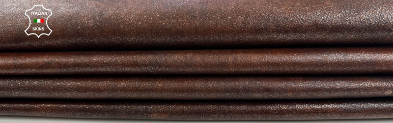 BURNT BROWN PEARLIZED DISTRESSED COATED Goat leather 4 skins 13+sqf 0.9mm C2366