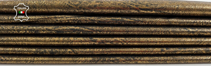 METALLIC BRONZE CRACKED ANTIQUED Thin Lambskin leather 3 skins 18sqf 0.6mm C1202