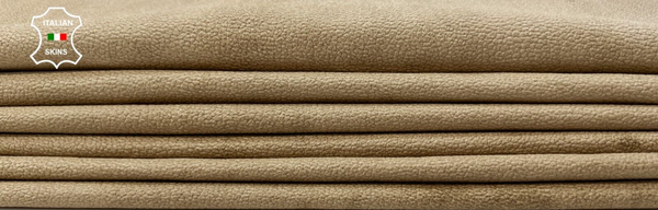 BREAD BEIGE PEBBLE GRAINY VINTAGE Thin Lambskin leather 2 skins 12sqf 0.5mm C208