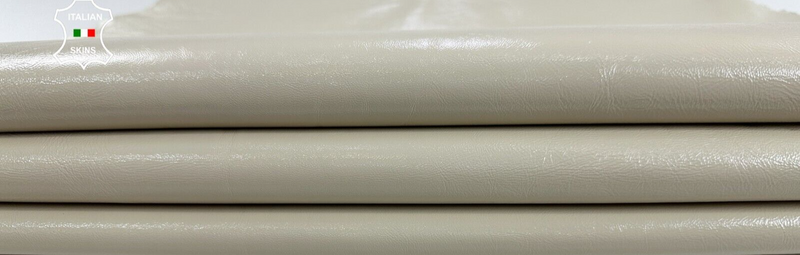 IVORY SHINY COATED CRINKLED Goatskin Goat leather hideS skins 7sqf 0.8mm #C2811