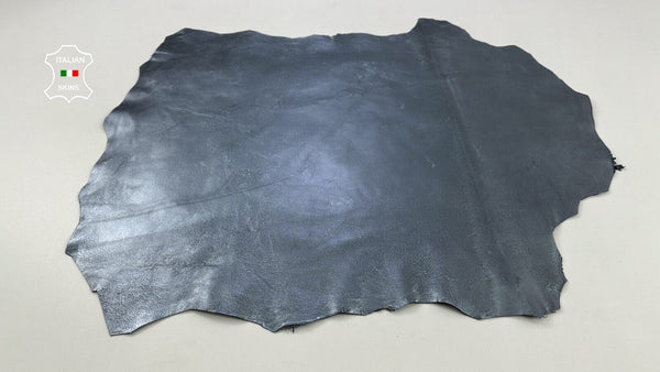 METALLIC BLUISH CHROME DISTRESSED Italian Lambskin leather hide 6sqf 0.9mm C2436