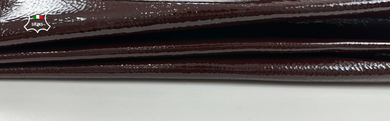 MAROON PATENT SHINY CRINKLED Thick Italian Goatskin leather 3+sqf 1.5mm #C2214