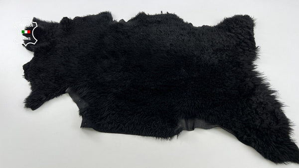 BLACK Thick Soft Hair On sheepskin Lamb Sheep shearling fur leather 27"X33" C537