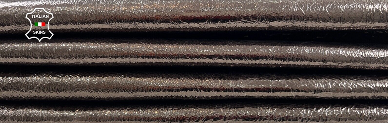 METALLIC SMOG BROWN CRINKLED Soft Lambskin leather 2 skins 14sqf 0.9mm C2128