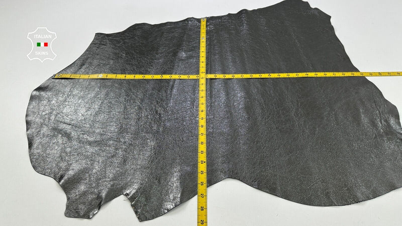 METALLIC GUNMETAL CRINKLED Soft Italian Lambskin leather hides 7sqf 0.8mm #C2557