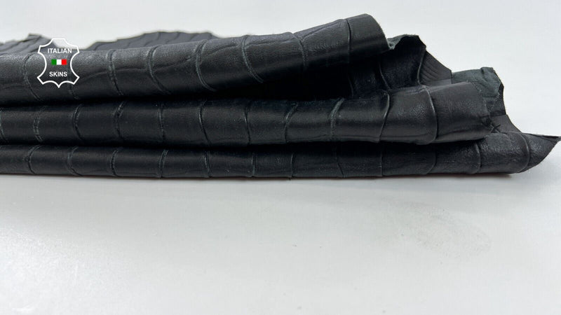 ANTHRACITE CROCODILE TEXTURED PRINT ON Soft Lambskin leather 5sqf 0.8mm #C1267