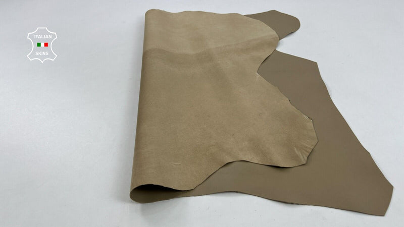 BISCUIT CAMEL BROWN SMOOTH Italian Goatskin Goat leather hides 6sqf 0.8mm #C891