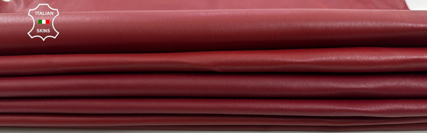 BORDEAUX DARK RED Soft STRETCH Backed Lambskin leather 3 skins 15sqf 0.7mm C2936