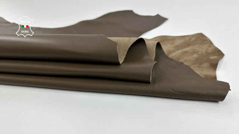 OLIVE BROWN Thin Soft Italian Lambskin Sheep leather hides 5+sqf 0.6mm #C2685