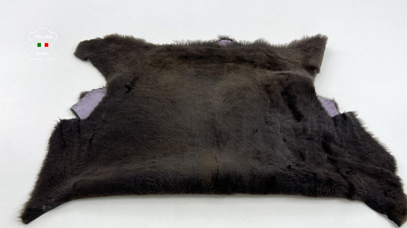 DARK BROWN SHORT Hair On sheepskin shearling Lamb Fur leather hide 20"X33" #C974