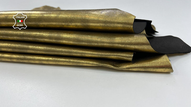 METALLIC OLD GOLD Soft Italian Goatskin leather hides 2 skins 8sqf 1.0mm #C1927